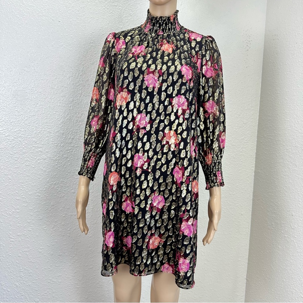 Kate Spade mini dress metallic black Rose Garden retro cottage Fairy coquette - Picture 2 of 13